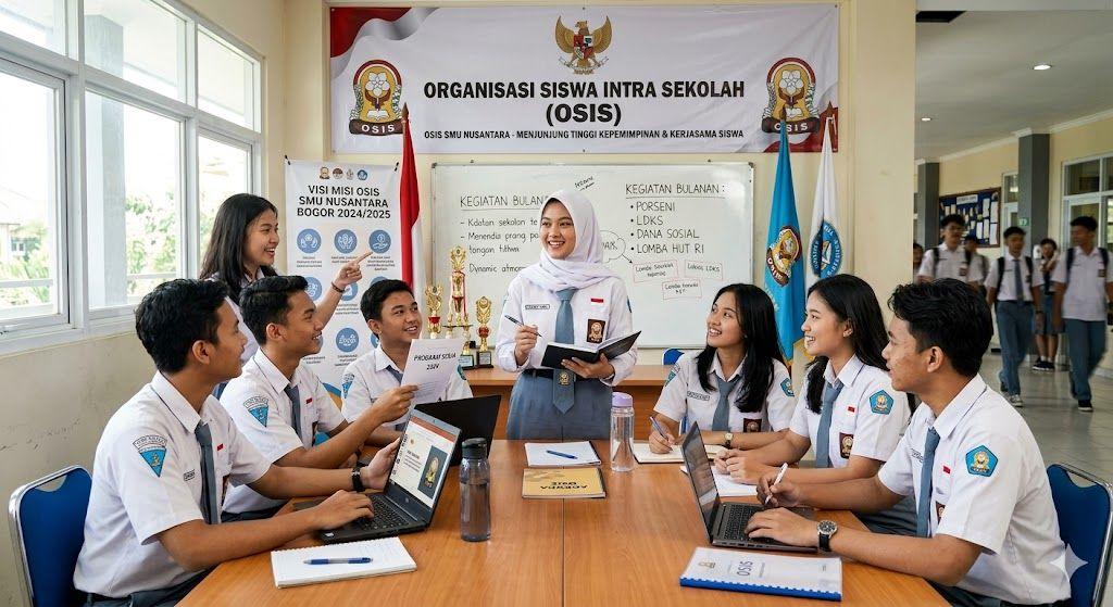 Kegiatan organisasi OSIS siswa SMA untuk melatih kepemimpinan dan kerja sama
